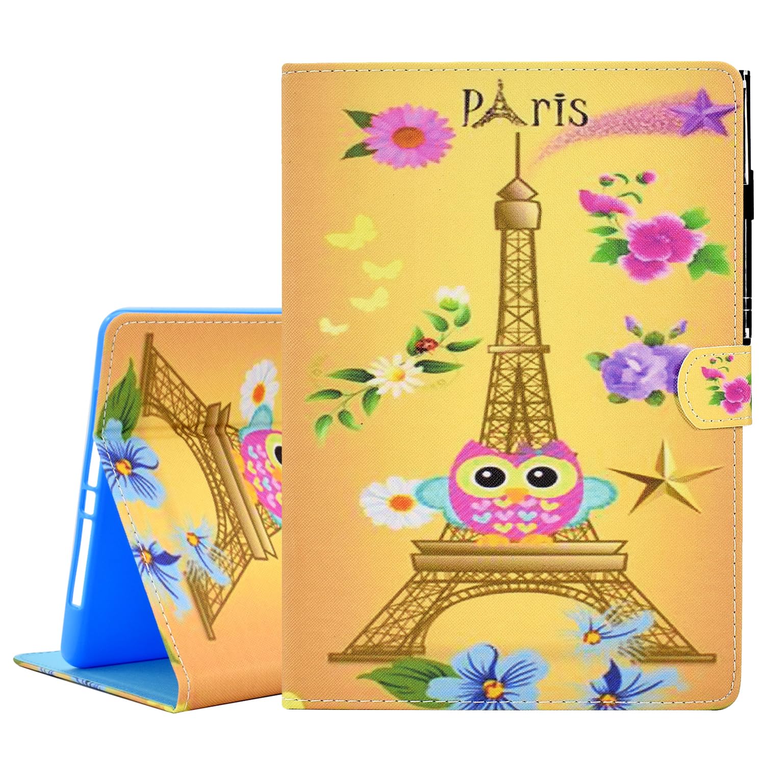 KEROM Case for iPad 6th/5th Generation iPad 9.7 Inch Case 2018/2017, PU Leather Stand Folio Cover Case for iPad 9.7 inch/iPad Air 2/Air 1, with Auto Sleep/Wake, Pen Holder, Card Slots - Eiffel Tower