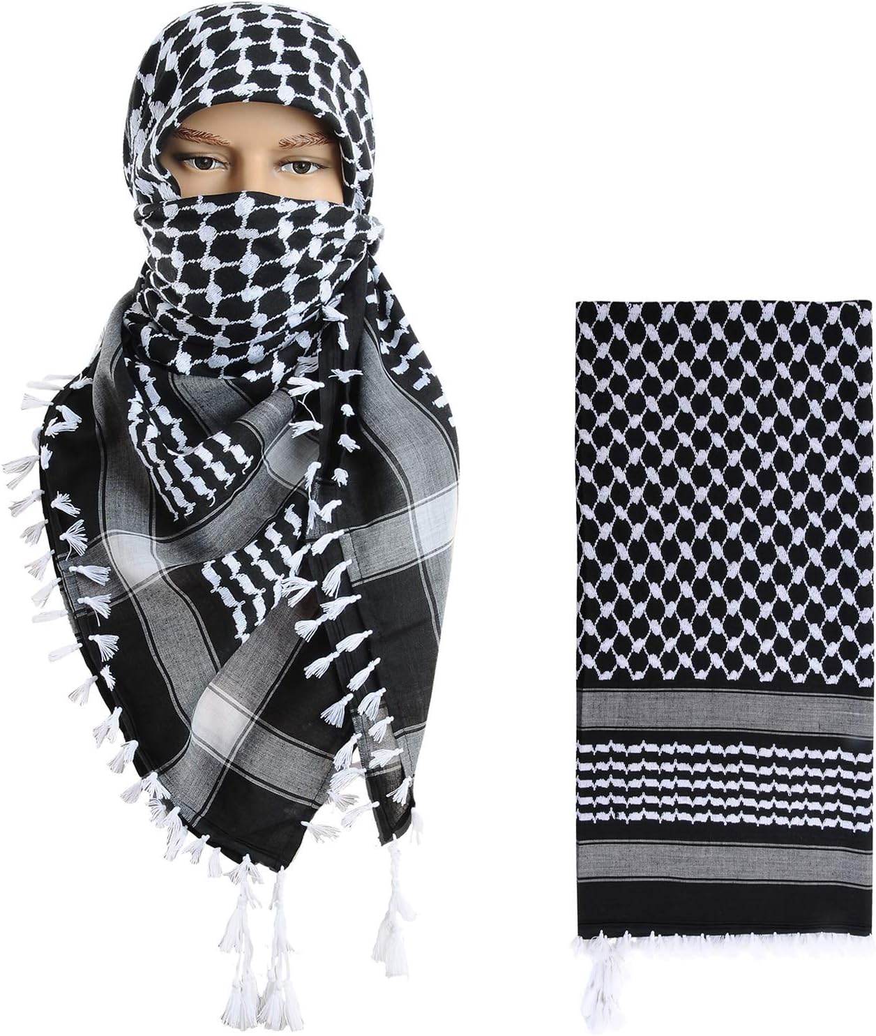 Micoop Large Size Premium Shemagh Scarf Arab Military Tactical Desert Scarf Wrap(48 by 48 inches)