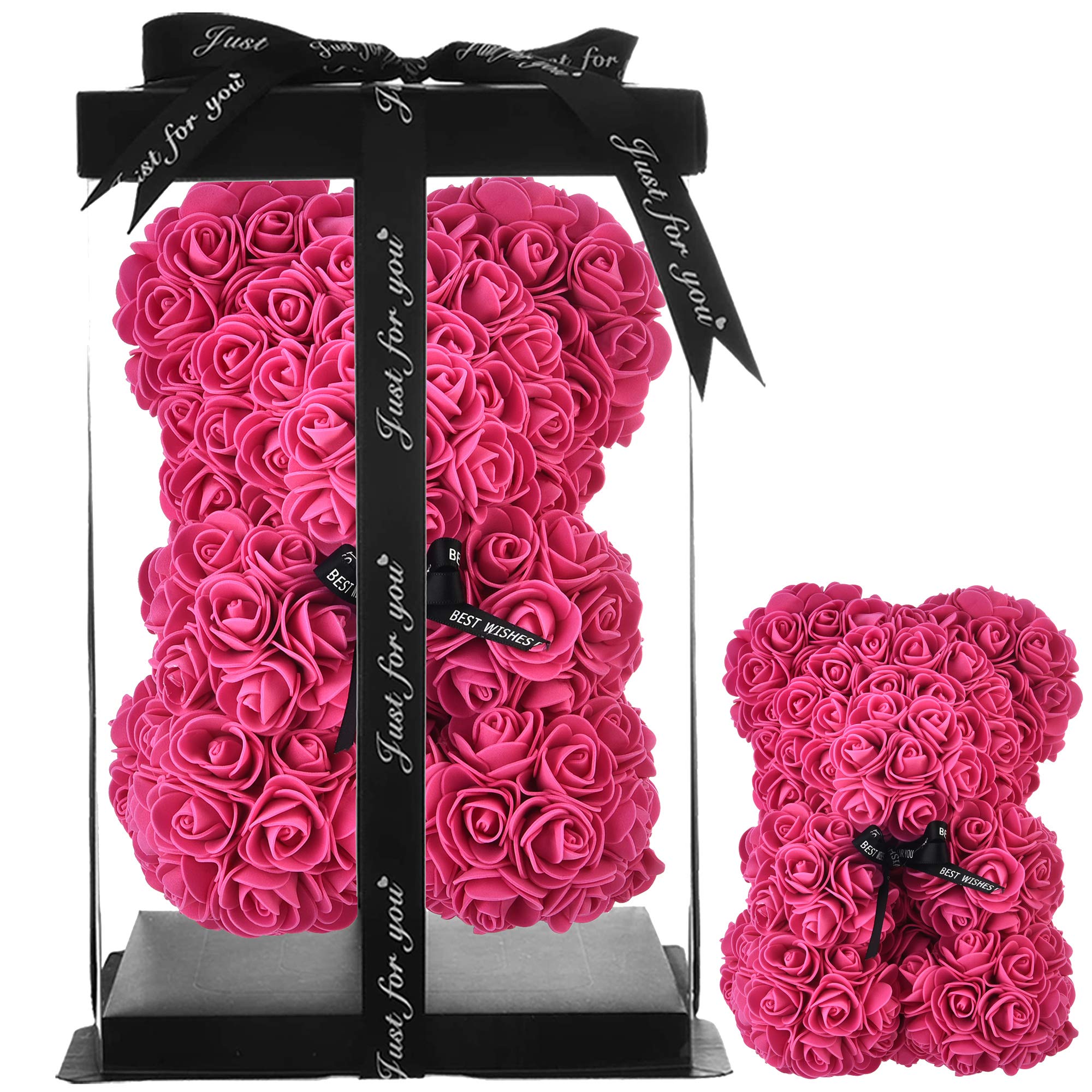 Rose Teddy Bear Rose Bear Gifts for Mum Women Her Teenager Gifts Mother Gifts Handmade Rose Bear Teddy Bear Rose Flower Bear Valentines Day, Birthday Bridal Weddings - Rose Bear with Box (rose red)