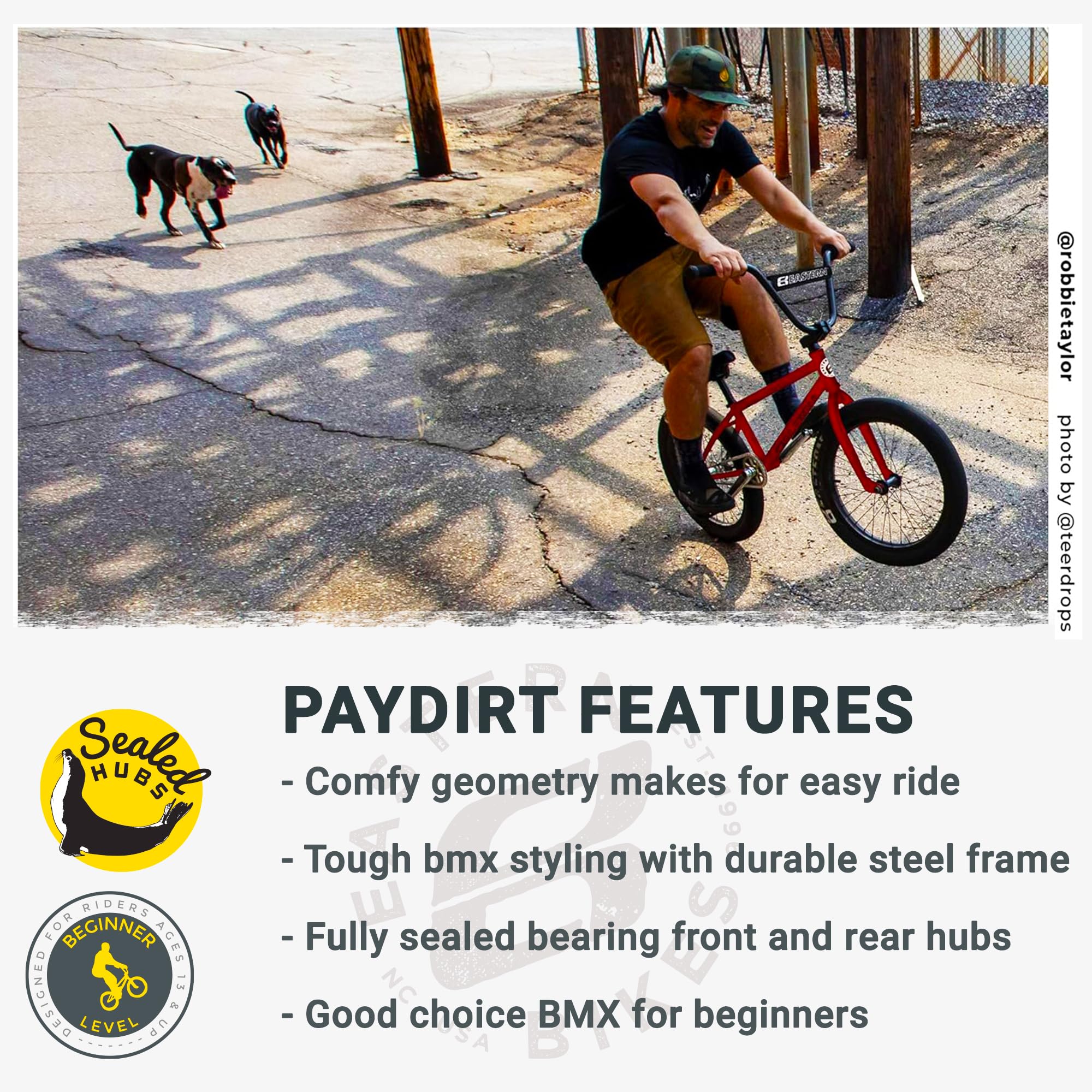Eastern Bikes Paydirt - 20-Inch Freestyle BMX for Beginners, Durable Frame, Ideal for Street and Park Riding