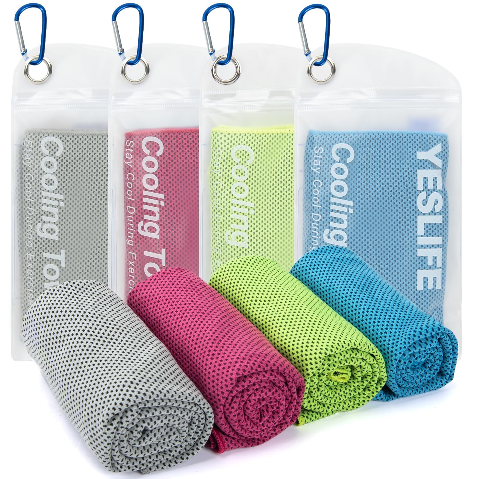 YESLIFE Cooling Towels, 4-Pack 40"x12", Multicolor Set A