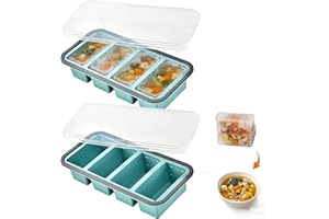 Silicone Freezer Trays with Lids 2-Pack - Meal Prep Containers,Food Storage Containers for ice Soup/Sauce, Silicone Freezer M