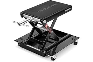VIVOHOME 1100 Lbs Steel Wide Deck Motorcycle Lift ATV Scissor Lift Jack with Dolly and Hand Crank Bikes Garage Repair Hoist S