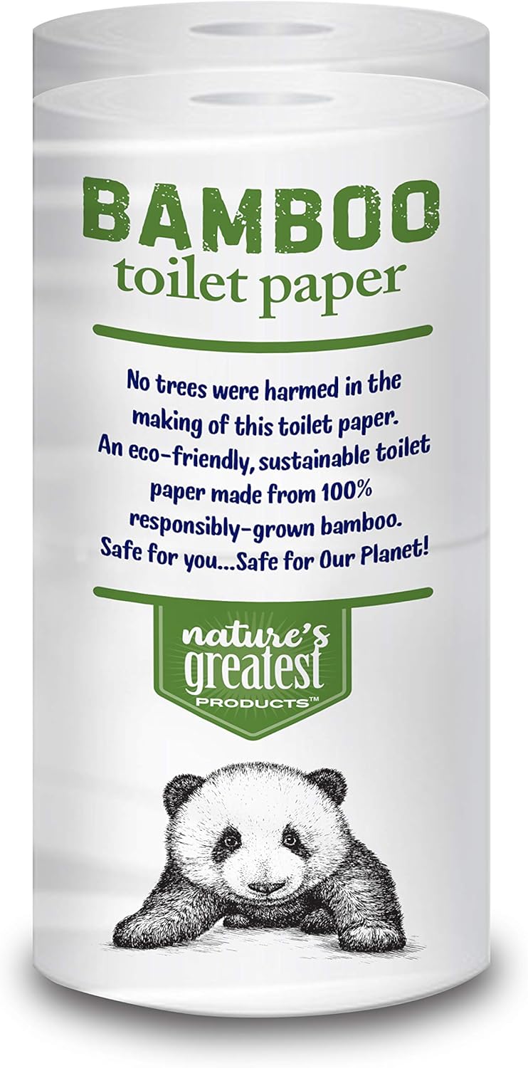 Nature's Greatest, 100% Bamboo & Sugarcane Toilet Paper, 2 Ply, 300 Sheets, 4 Rolls, Packaging May Vary: Health & Personal Care