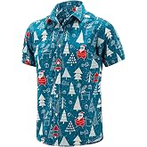 J&DHUASHA Christmas Hawaiian Shirt for Men Short Sleeve Button Down Santa Vacation Dress Shirts