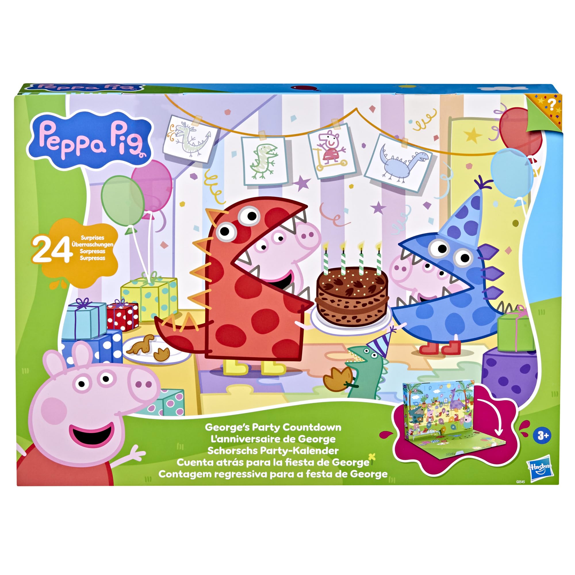 PEPPA PIG George's Party Advent Calendar with 24 Surprise Toys and Stickers Including 5 Figures, Preschool Toys for Girls and Boys 3 and Up (Amazon Exclusive)