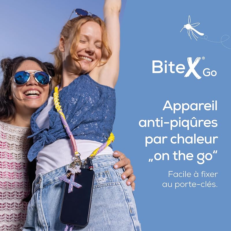 BiteX Go Deep Black, dispositif anti moustique contre piqure moustique, pour smartphone USB-C, traitement des démangeaisons, piqûres et morsures d’insectes, avec lumière