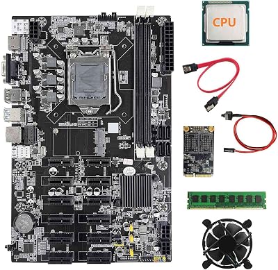 Nicfaky B75 Mining Motherboard 12 PCIe + CPU + 4GB RAM + 128GB SSD + Fan