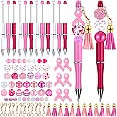 Tinlade 12 Pieces Beadable Pens Bulk with 50 Pcs Assorted Colors Beads Pens DIY Making Kit Multicolor Ballpoint Black Ink for Women Office(Pretty Style)