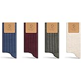 RAFRAY Bamboo Viscose Dress Socks Classic, Men's Premium Lightweight Thin Crew Socks With Gift Box, 4 Pairs, Size US M 7-11.5 / EU: 40-44