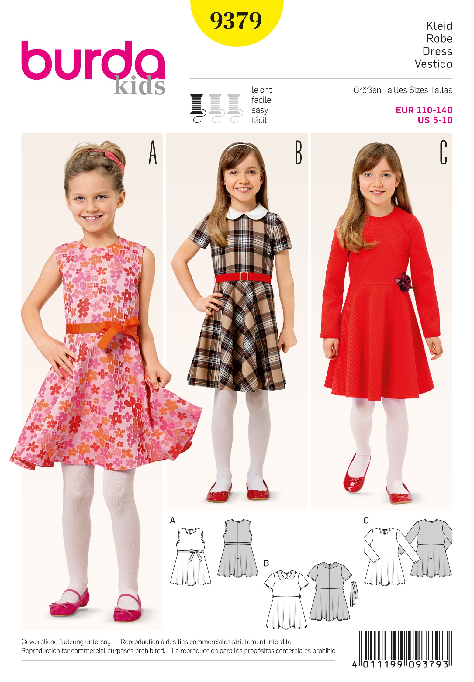 Burda Style Sewing Pattern B9379 Children's Dresses