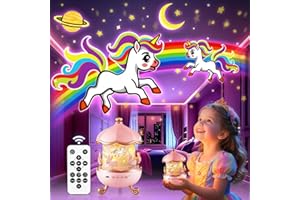ONE FIRE Onefire Night Light for Kids Gifts, 15 Sound Machine Baby Night Light, 15 Films Star Projector for Kids Room Decor, Brightness Unicorn Light Projector for Toddler Girl Toys Toddler Girl Gifts Age 1-5