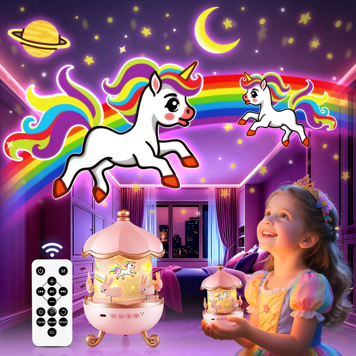 Photo 1 of Onefire Night Light for Kids Gifts, 15 Sound Machine Baby Night Light, 15 Films Star Projector for Kids Room Decor