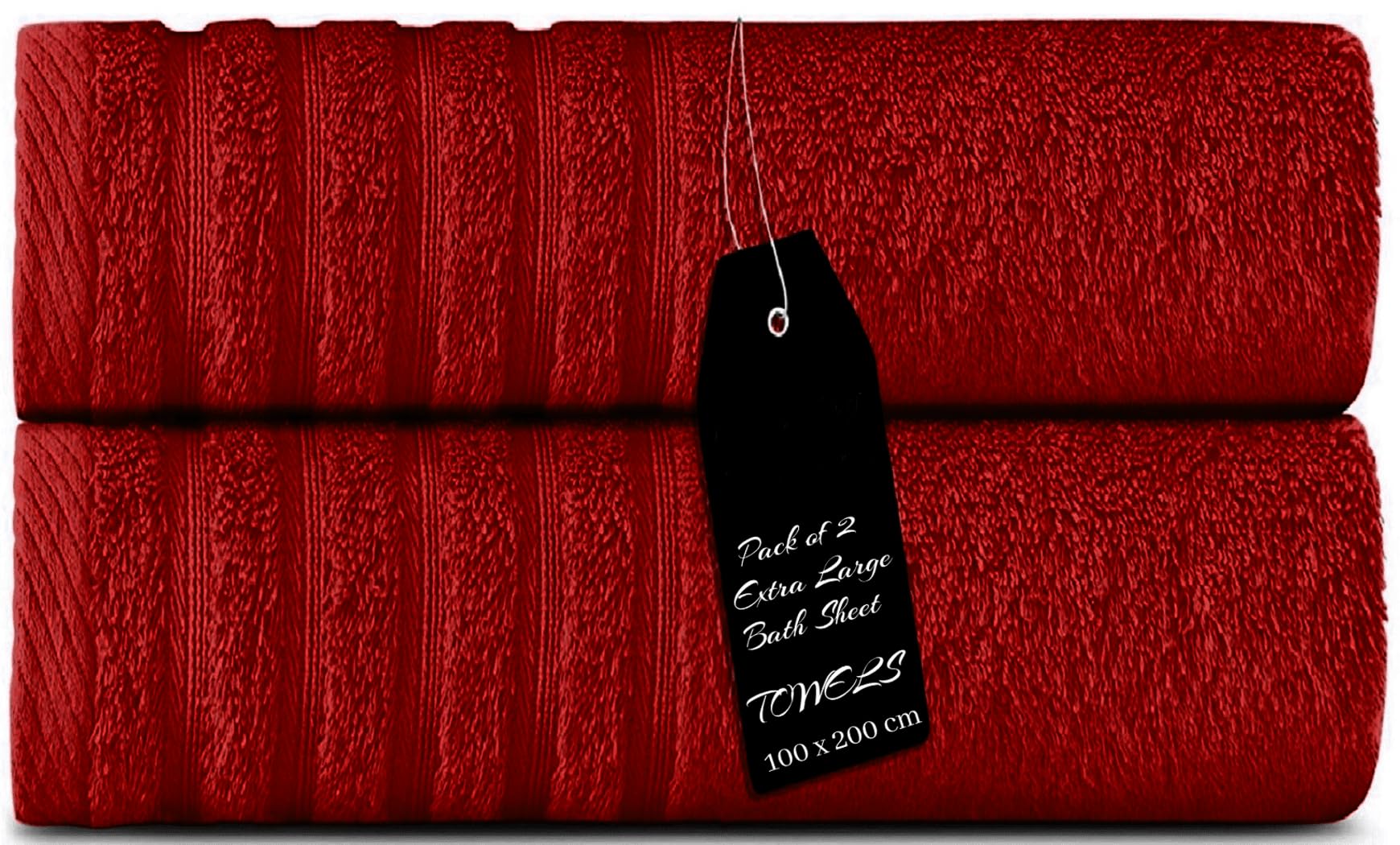 THE TEXTILE COMPANY 2x Luxurious Jumbo Bath Sheet 100% Combed Ring-Spun Cotton 100 x 200 CM Ultra Soft and Highly Absorbent, Thick Large Bathroom Towels (RED)