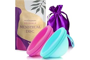 Ecoblossom Reusable Menstrual Disc - Menstrual Cup - Soft Period Disc for Women Designed with Flexible, Medical-Grade Silicone Period Cup (Regular, Rose & Teal)