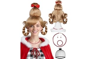 JoneTing Blonde Braided Wig【+1 Hair Cap+1 Necklace +1 Bracelet +2 Earrings】 Blond Braided Wigs for Party Cosplay Costume Long Blonde Braid Wigs with Accessories for Women Peluca Rubia for Christmas