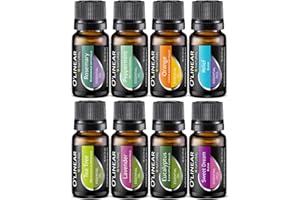 O'LINEAR Top 8 Essential Oils Set for Diffuser for Home Aromatherapy Kit with Lavender, Peppermint, Eucalyptus, Tea Tree, Rosemary, Orange, Relief and Sweet Dreams Blends for Humidifiers Natural Pack