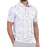 ZITY Mens Print Polo Shirts Short Sleeve Moisture Wicking Shirts for Men Golf Tennis Daily Casual Collared T-Shirt