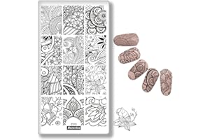 Mezerdoo Nail Stamping Plates Plants Mandala Sun Flowers Series Geometry Line Leaf Design Nail Art Stamp Template Image Plate Stencil