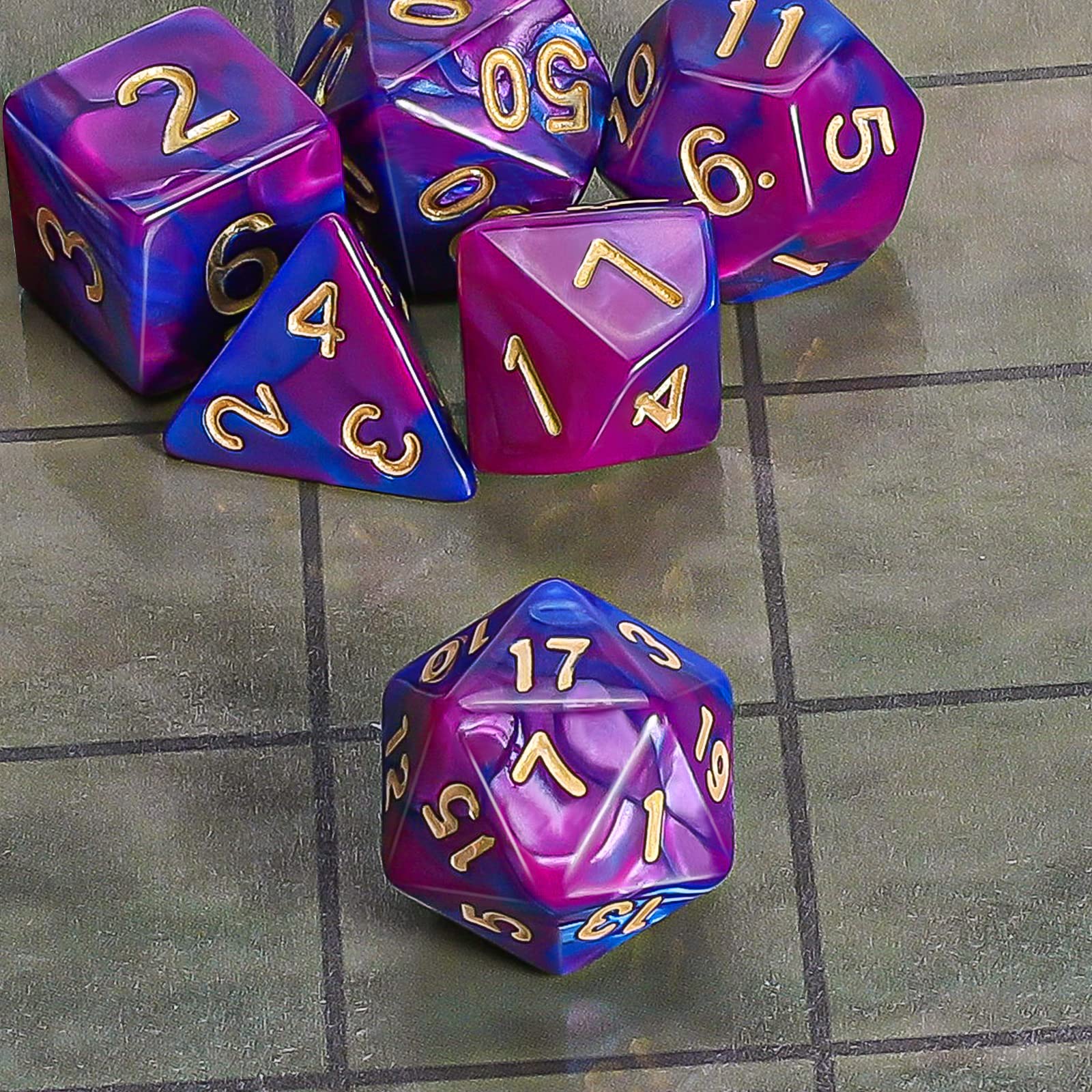 CiaraQ DND Polyhedral Dice Set with a Black Dice Bag for D&D RPG MTG Role Playing Table Games