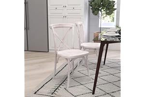 Merrick Lane Bardstown X-Back Bistro Style Wooden Dining Chair for Kitchens and Dining Rooms, High-Back Wood Stackable Kitchen Chair, Lime Wash