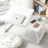 HOFLERA Laptop Desk Bed Table with Foldable Legs Cup Slot Reading Holder White view 2