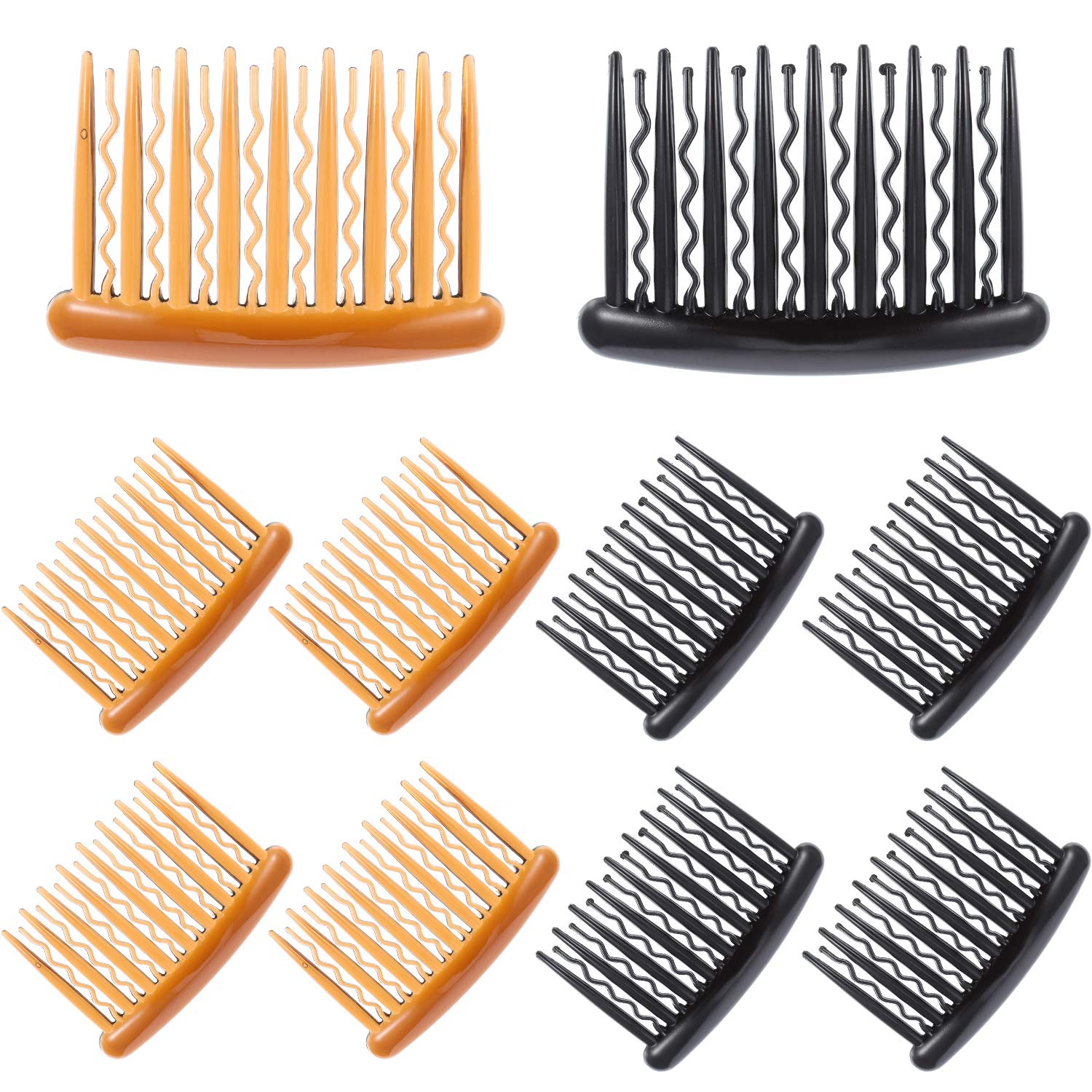 Gejoy 12 Pieces Plastic Teeth Hair Combs Tortoise Side Comb Hair Accessories for Fine Hair (Black and Brown) : Beauty