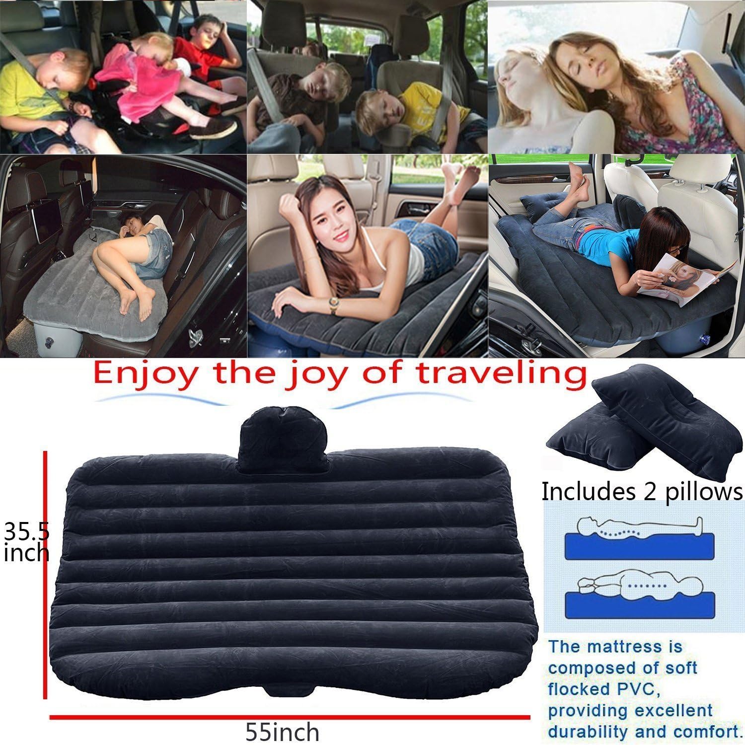 Car Air Bed Comfortable Travel Inflatable Back Seat Cushion Air