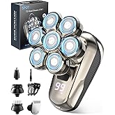 Head Shaver for Bald Men, 5-in-1 Electric Razor with 7D Floating & 2-Speed Modes, IPX7 Waterproof, LED Smart Display and & Type-C Fast Charging, Professional Grooming Kit for Men, Valentines Day Gifts