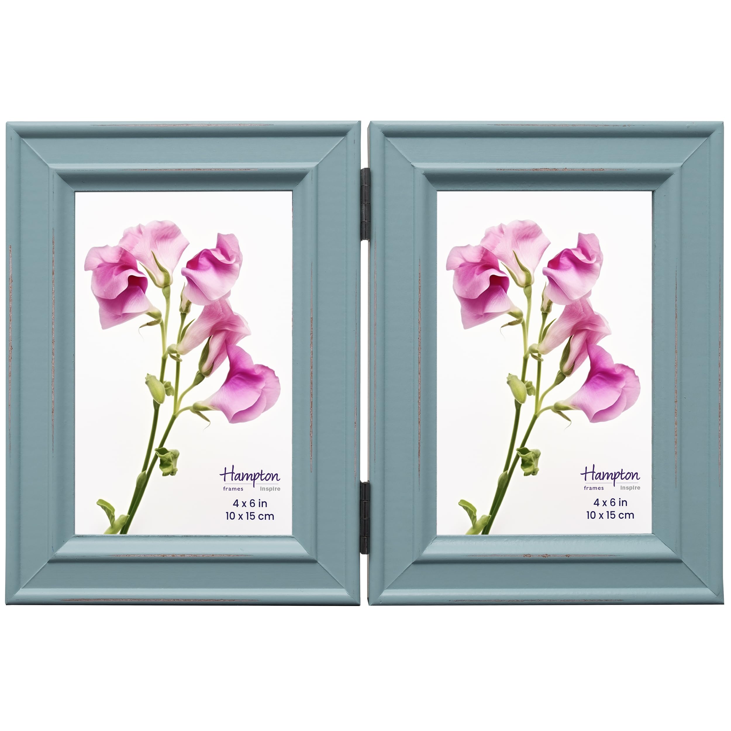 inspire By Hampton PALOMA Hinged Double - 4x6 (10x15cm) Light Blue Multi Photo Frame Glass IBH-PAL301904B