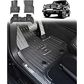 Carbon Fiber Pattern Floor Mats for Mercedes-Benz G Class 2019-2025 2026 G500 G550 G580 AMG G63 All Weather Protection Car Mats 1st & 2nd Row Luxury Full Set Floor Liners 3-pc, Silver
