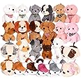Niceup 24PCS Adopt a Puppy Party Favors Classroom Valentine's Day Gift Bulk Mini Dog Paw Stuffed Animals Kid's Class Adoption