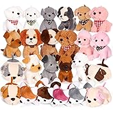 Niceup 24PCS Small Dog Stuffed Animals Kids Class Valentine's Day Gift Plush Bulk Puppy Stocking Stuffer Birthday Party Favors Pet Paw Adoption Classroom Dog Puppy Toys Doll for Party Goodie Bag