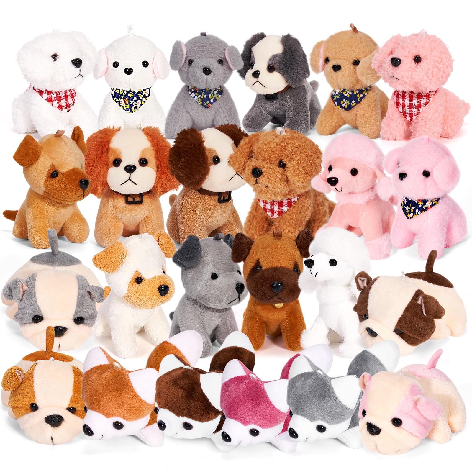 Niceup Small Dog Stuffed Animals Kids Plush Puppy Stocking Stuffers Party Favors Bulk Dog Paw Adoption Class Pet Puppy Toys Doll for Party Bag Goodie Bag Stuffer Gift Fillers (12)