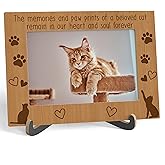 Cat Memorial Picture Frame, The Memories And Paw Prints Of A Beloved Cat Remain In Our Heart And Soul Forever - Wooden Tabletop Photo Frame With Stand, Loss Of Cat Sympathy Gift For Women Men, A11