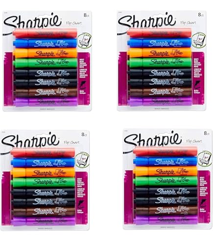 Sharpie Flip Chart Markers 8-Pack - Bullet Tip Low-Odor Markers For Presentations & Classrooms