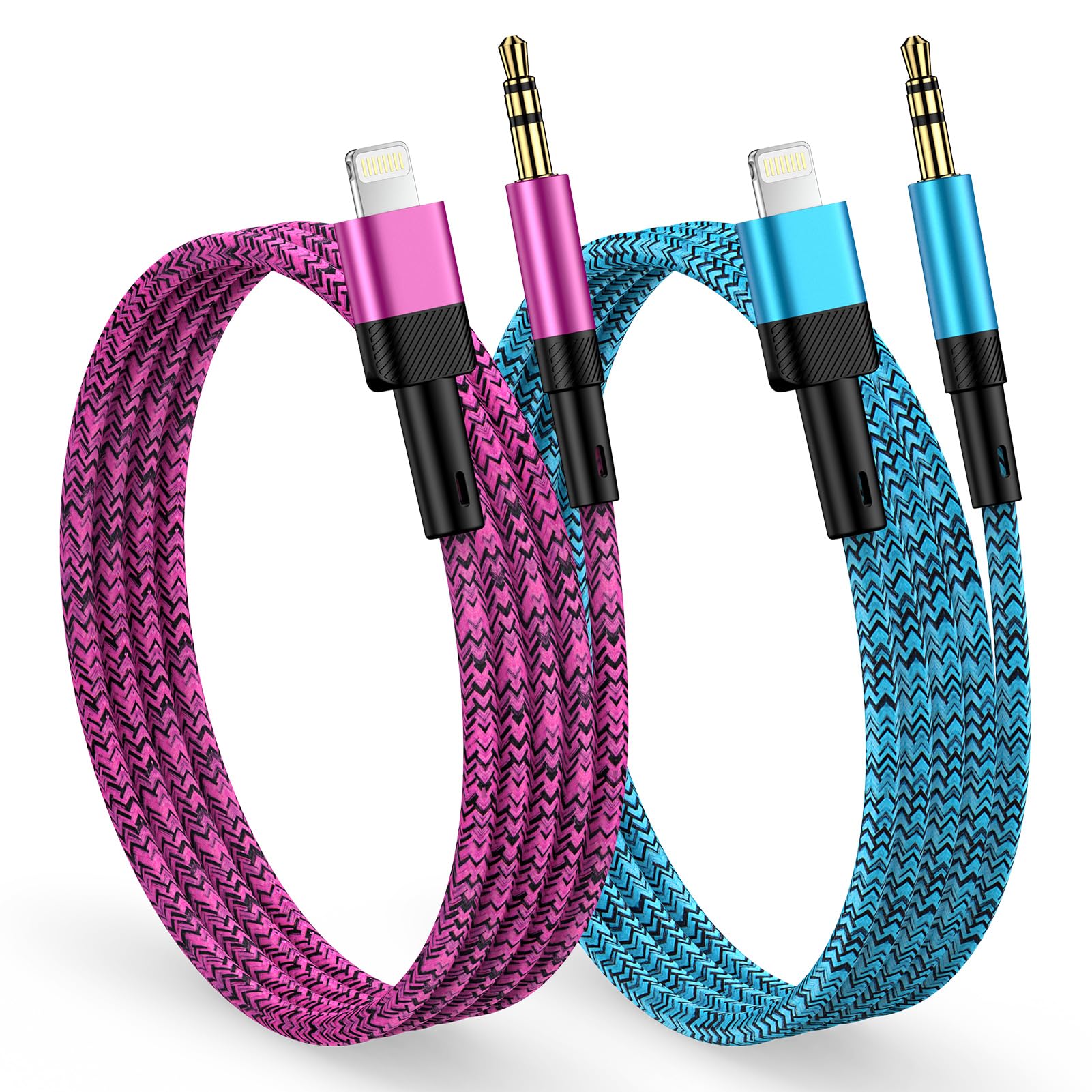 2 Pack Aux Cable for iPhone in Car, iphone to 3.5mm jack audio adapter Apple MFi Certified Aux Cord for Car Home Stereo/Headphones/Speaker/iPhone 14/14 Pro/14Pro Max/13/13 Pro/12/12 Pro/11 Pro/11/Xs — image 1