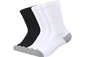 COZIWILL SOCKS Kids Crew Socks Boys Cushioned Athletic Socks Girls Cotton Dress Socks Thick Sports School Uniform Youth 6 Pairs