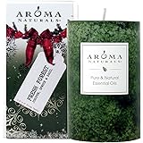 Aroma Naturals Holiday Essential Oil Pillar Candle, Juniper, Spruce and Basil, Fresh Forest, 2.5 inch x 4 inch