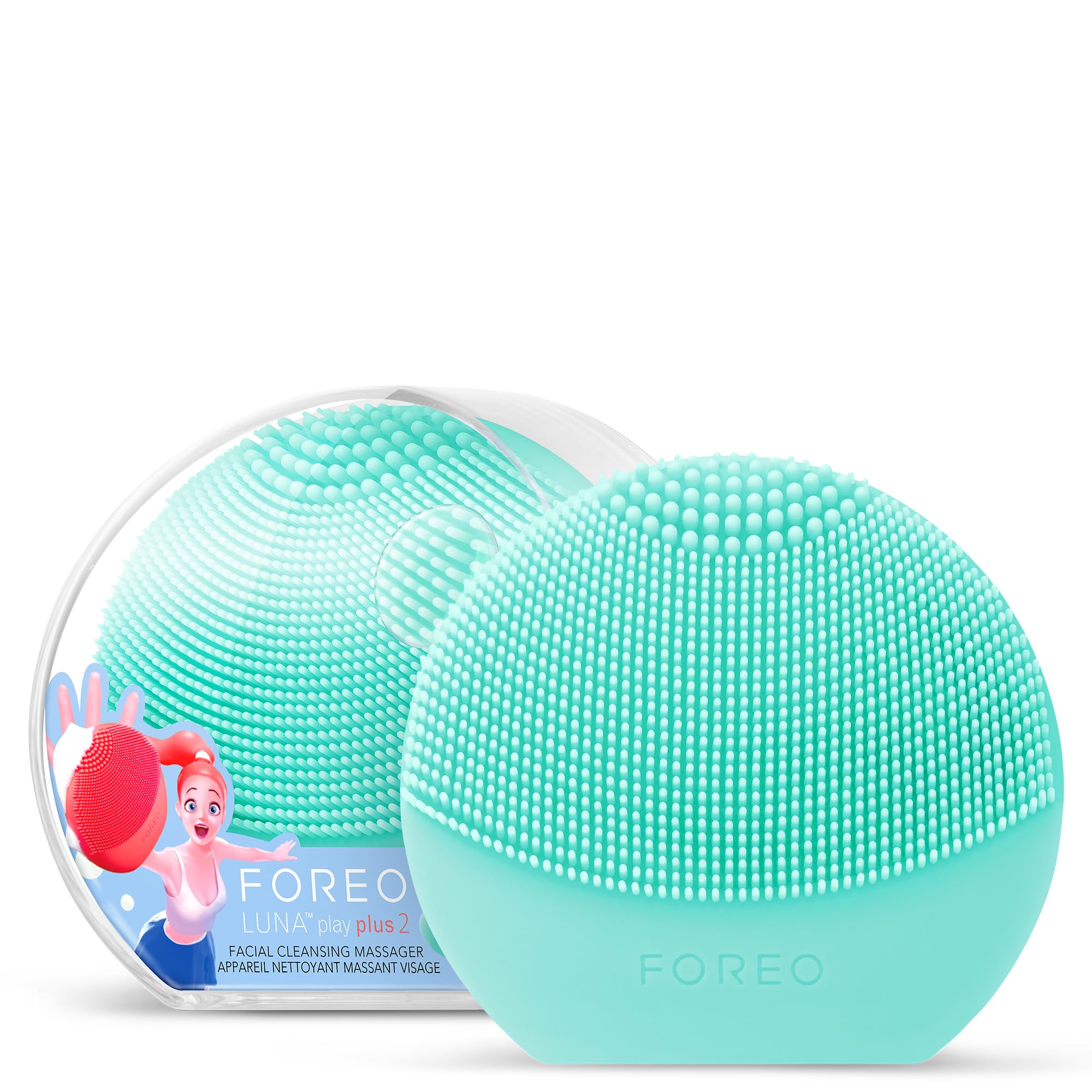 FOREO LUNA play plus 2 - Facial Cleansing Brush - 1-min Deep Facial Cleanser - Travel Accessories - Silicone Face Massager - Holiday Essentials - Ultra-hygienic - All Skin Types - Minty Cool!