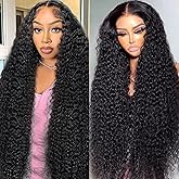 Flower Shadow 13x6 HD Lace Front Wigs Human Hair 210 Density 30 Inch Water Wave Lace Front Wigs Pre Plucked Wet and Wavy Brazilian Deep Curly Wig Glueless Frontal Wigs For Black Women