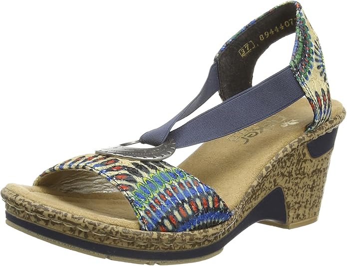 Amazon.com | Rieker Womens Roberta 60682 Colibri/Denim Wedge - 38 | Platforms & Wedges