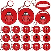 Elecrainbow 15 Pack Ladybug Mini Coin Purse with Keyrings for Ladybug Themed 1st Women Girls Birthday Insect Baby Shower Party Decoration,Red