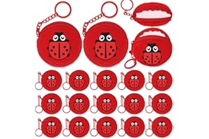 Elecrainbow 15 Pack Ladybug Mini Coin Purse with Keyrings for Ladybug Themed 1st Women Girls Birthday Insect Baby Shower Party Decoration,Red