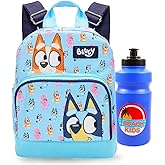 Bluey Mini Backpack - 10" Iconic Woven Small Backpack with Front Pocket and Bottle Bundle | Adjusts to Fit Kids, Toddlers, Teens, Adults, Boys, Girls
