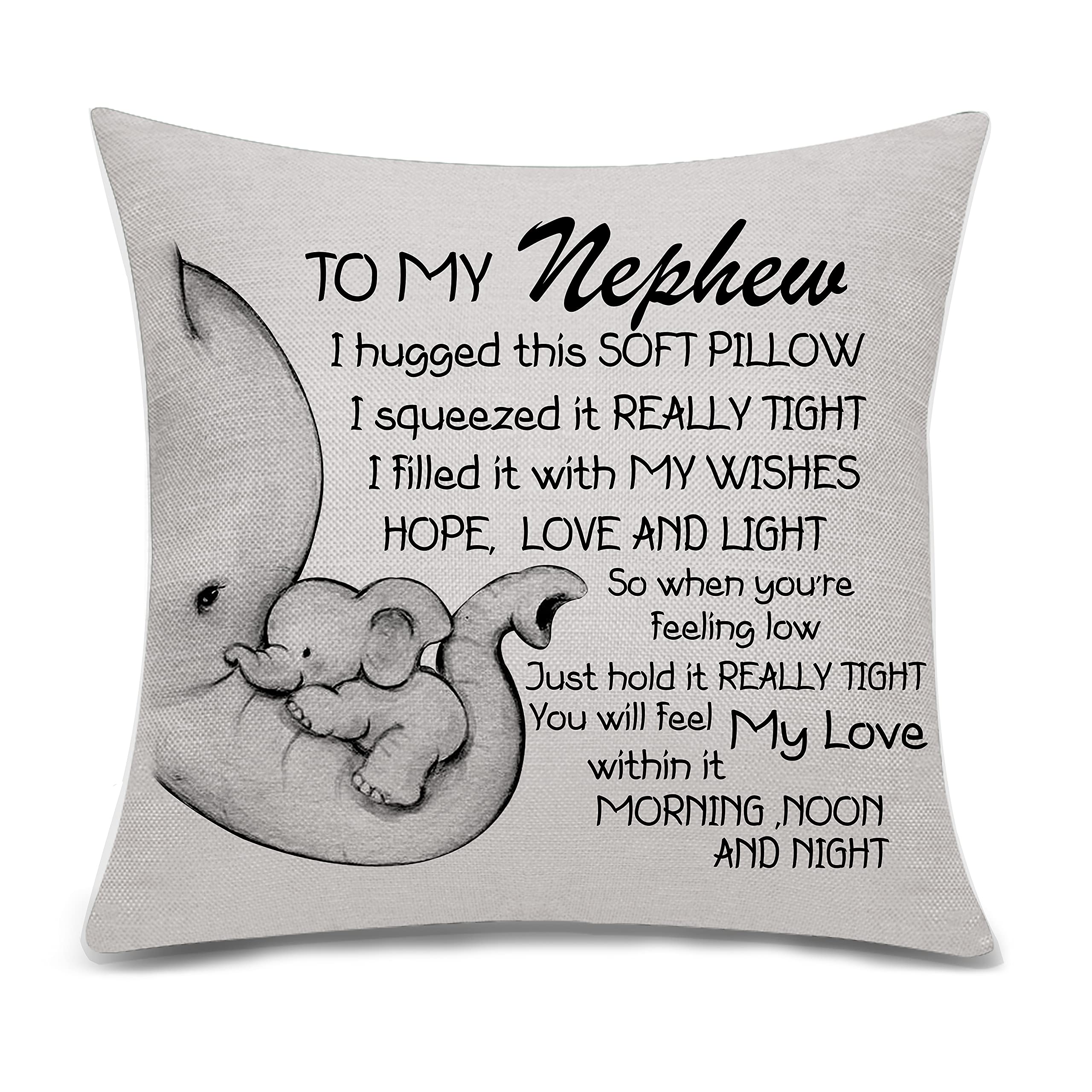 Bacmaxom Nephew Gifts Cushion Cover Throw Pillow Cover for Nephew from Auntie Uncle Birthday (nephew)