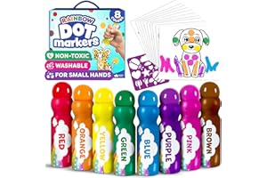 MOMO & NASHI Dot Markers For Toddlers 1-3 - Dot Art Paints Washable For Kids - Includes Printed & PDF Coloring Sheets - Toddler Arts And Crafts - Preschool Learning Activities - Bingo Daubers For Toddlers 2-4