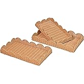 happimess TRY2001A-3SET Parker Southwestern Cottage Resin Scalloped Rectangular Decorative Serving Trays, Brown (Set of 3) for Storage and Decoration in Bathroom, Bedroom, Living Room