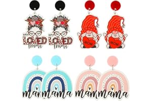 Cooluckday Mother's Day Earrings for Women - 4 Pairs, Zinc Metal, Gorgeous and Confidence-Boosting, Romantic Gifts for Her