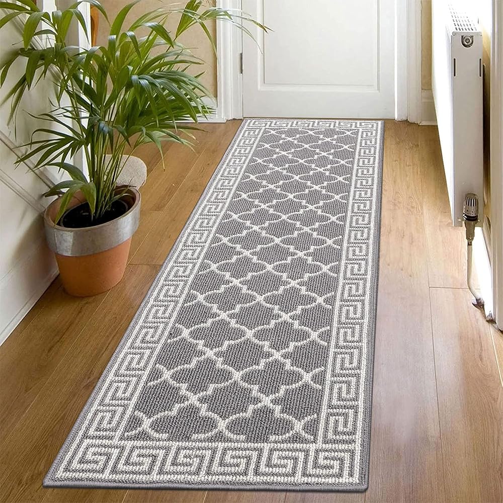 SHACOS Hallway Runner Rug 50x150 cm Non Slip Grey Kitchen Entryway
